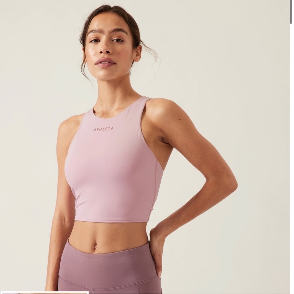 Athleta Conscious Train Crop Top Bra in Daisy Purple